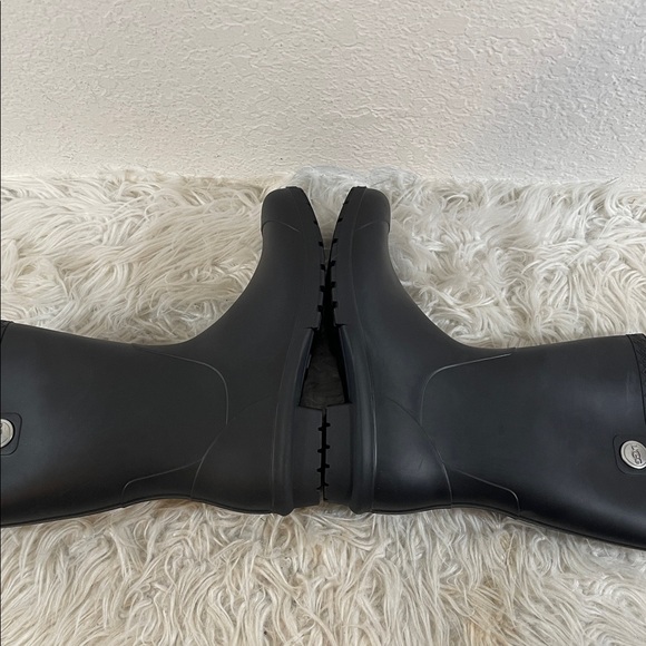 UGG Sienna Matte Rain Rubber Boots Slip On Black 1100510 Size 9 Real Fur NEW - Picture 9 of 15